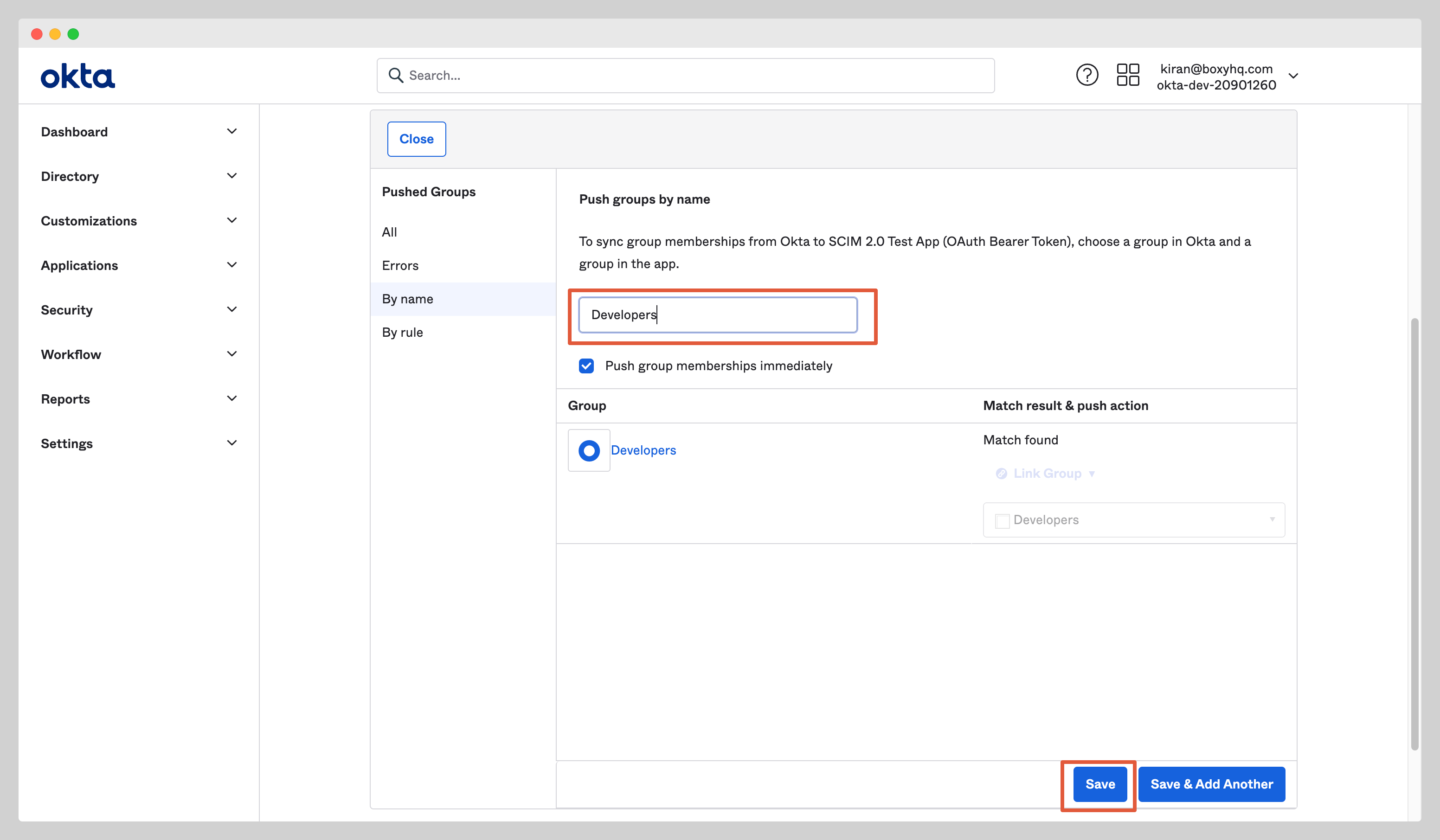Okta SCIM Step 12